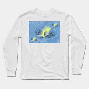 Blue and yellow palms on blue bg Long Sleeve T-Shirt